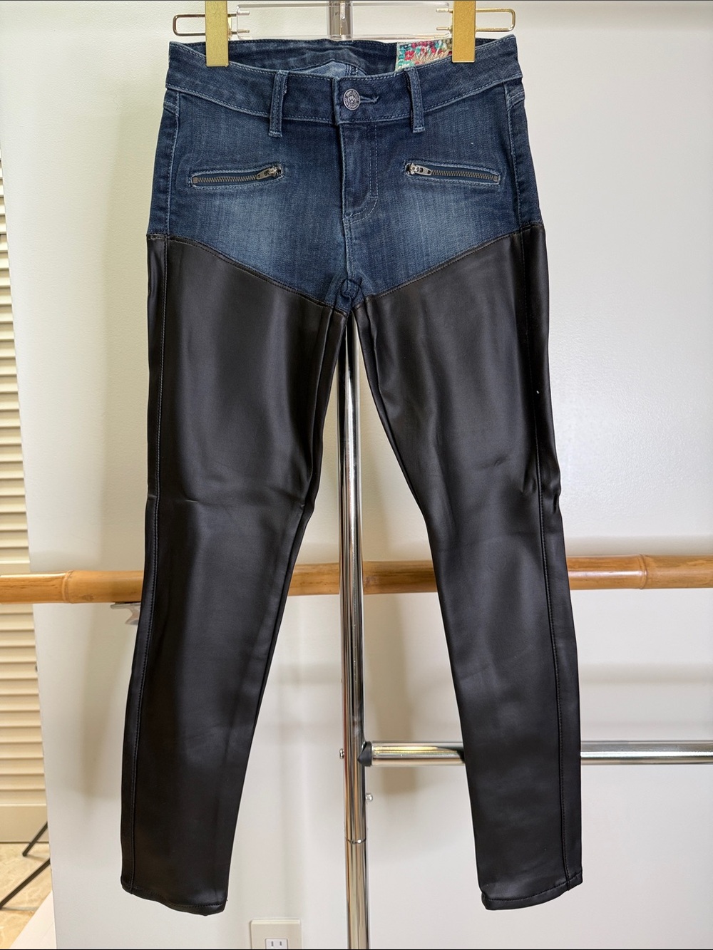 Siwy Denim Faux Leather Moto Skinny Pants Jeans Size 24